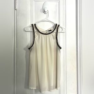 EXPRESS BEADED SLEEVELESS BLOUSE - Cream/Ivory - Size Medium